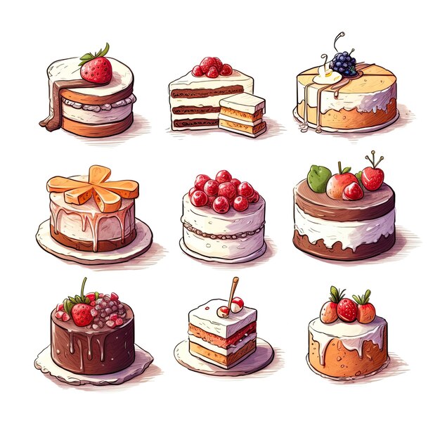 Cupcake-Aufkleber-Set-Illustration