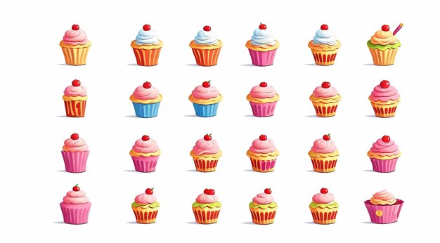 Cupcake colorido em fundo branco cupcake com creme cupcake con creme e salpicaduras