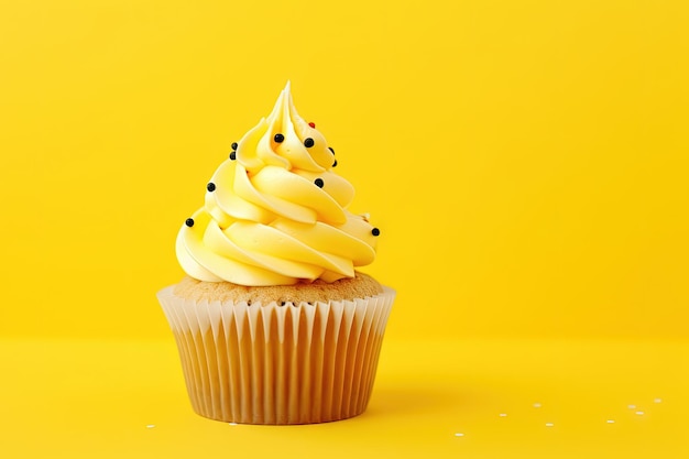 Cupcake com creme em amarelo