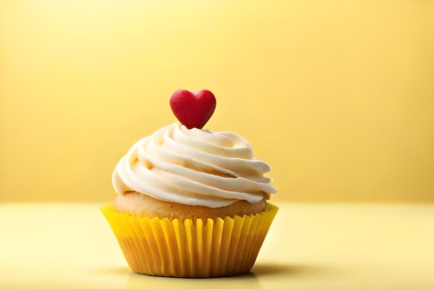 Un cupcake con un corazón encima