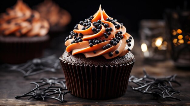 Cupcake de Halloween com cobertura