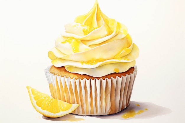 cupcake de limão aquarela