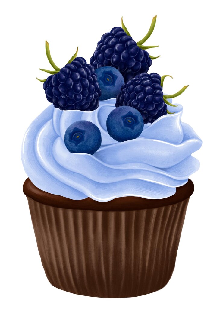 Foto cupcake de mirtilo adesivo de sobremesa png fundo transparente