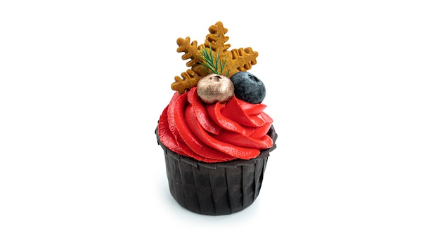 Cupcake de Natal com creme de manteiga vermelho