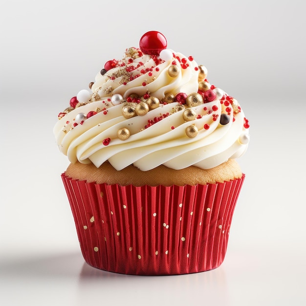 Cupcake de Natal deliciosamente decorado gerado pela IA