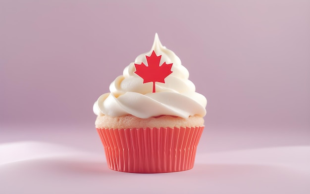 Cupcake do canadá com folha de bordo conceito do dia do canadá generative ai