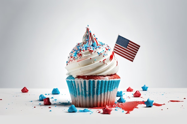 Cupcake do Dia da Independência para comemoração de 4 de julho