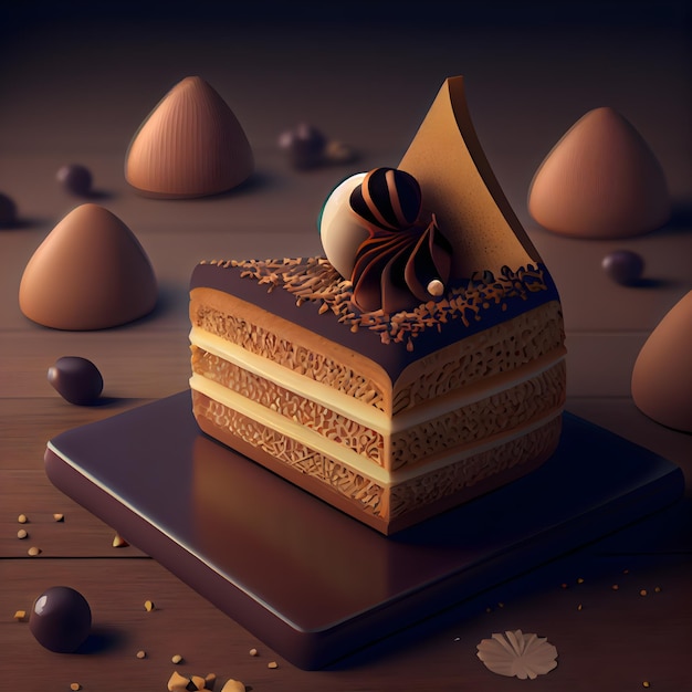 Cupcake em um fundo de madeira 3d render ilustração 3d