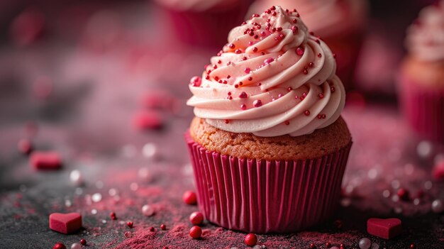 Cupcake festivo com Frosting Rosa e Sprinkles