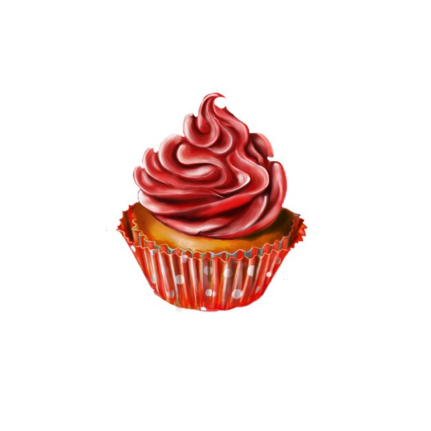 Cupcake-Kuchen mit roter Sahne