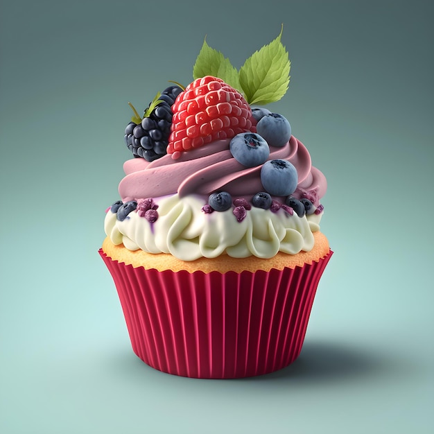 Cupcake mit Beeren isoliert