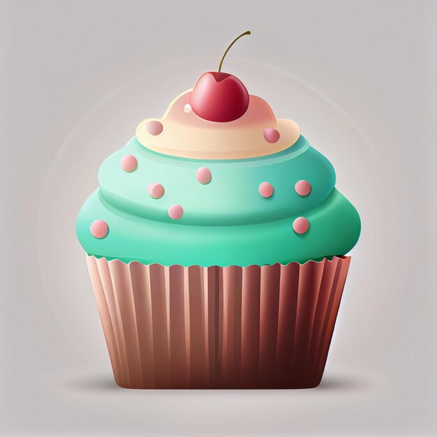 Cupcake mit einer Kirsche obendrauf, generative KI