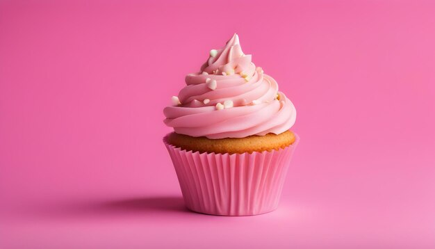 Foto cupcake mit rosa glasur und sprinkles