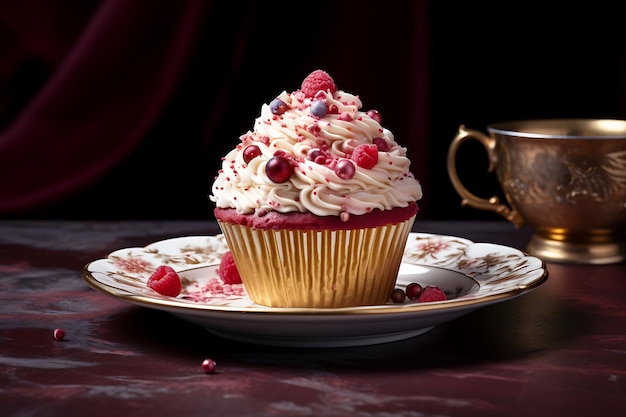 Cupcake en un plato Cupcake fresco