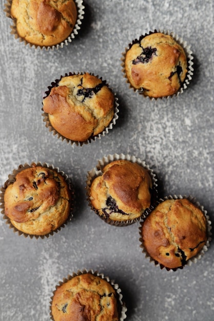 Cupcakes de arándanos vistos desde arriba