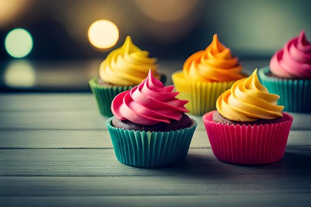 cupcakes coloridos com deliciosos