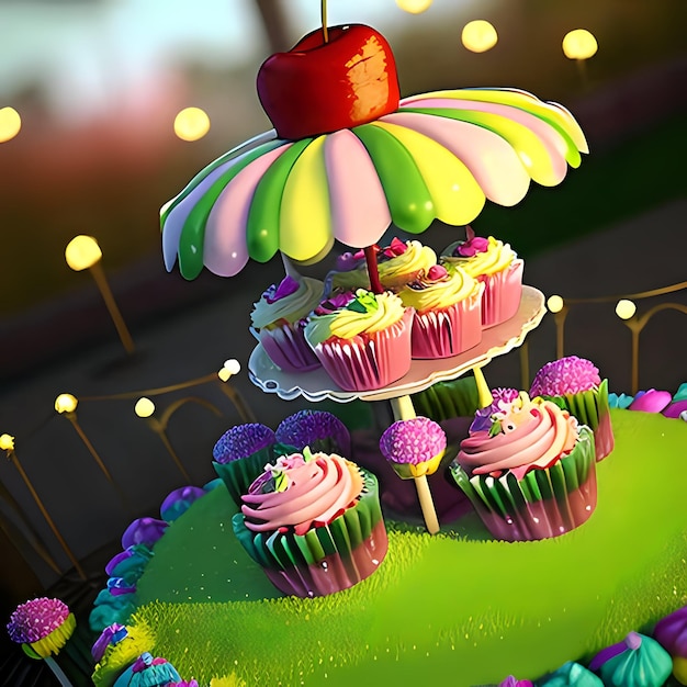 cupcakes com creme e chocolate Generative Ai