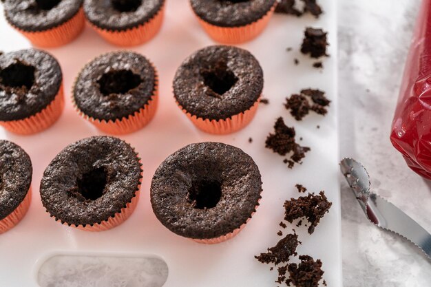 Cupcakes de morango com chocolate