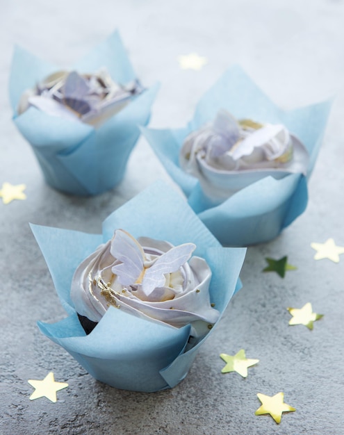 Cupcakes con decoración de mariposas