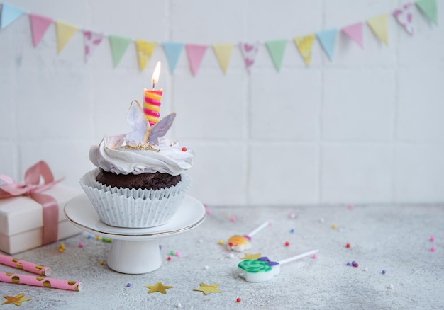 Cupcakes con decoración de mariposas