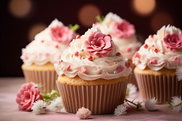 Cupcakes con Decoraciones Florales