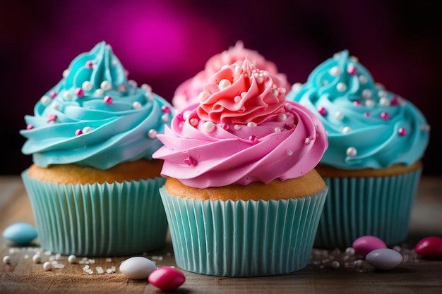 Cupcakes em cores vibrantes