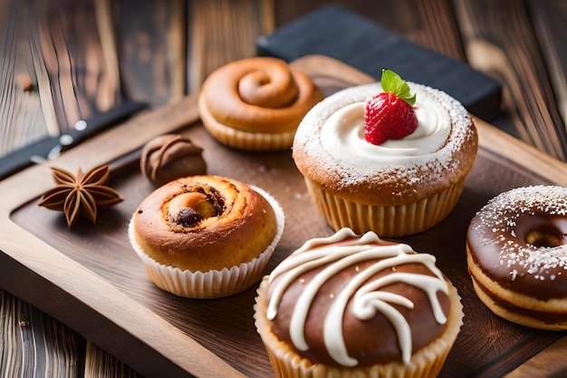 Cupcakes con una fresa encima.