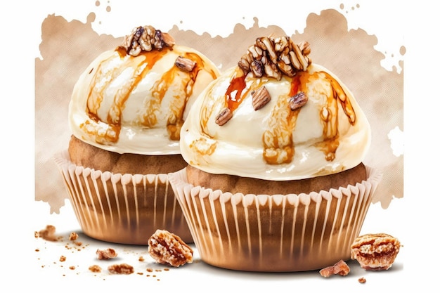 Cupcakes mit kandierten Nüssen und Karamell-Frischkäseglasur sind ein toller Herbst- oder Wintergenuss
