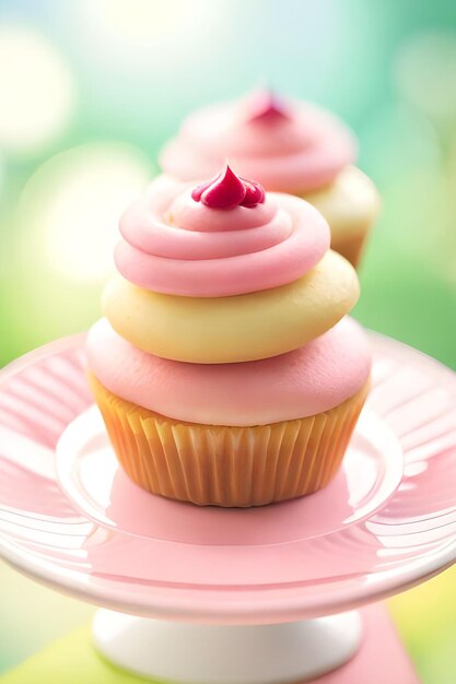 Cupcakes mit rosa Zuckerguss und einer Kirsche obendrauf