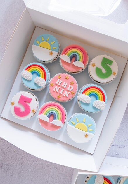 Foto cupcakes para festa de aniversário com decorações