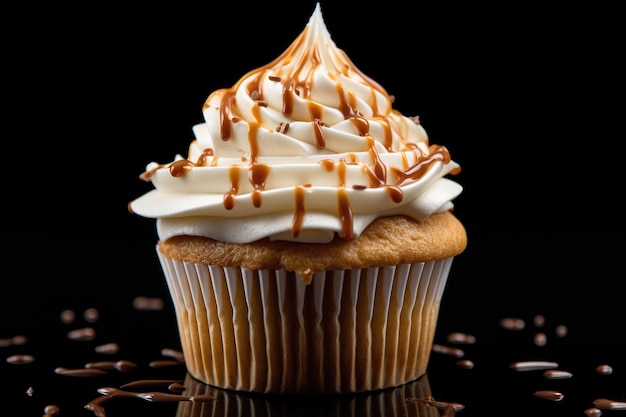 Cupcakes de vainilla con buttercream y sirope de caramelo azúcar de caña