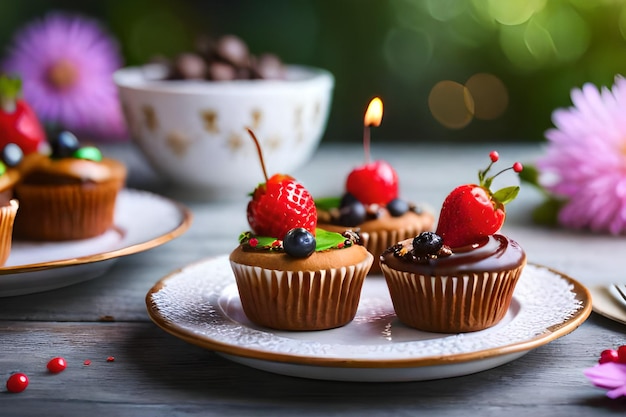 Cupcakes con una vela encima