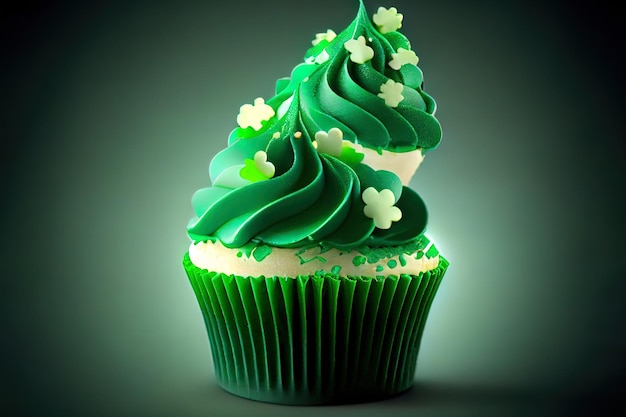 Cupcakes verdes para o Dia de São Patrício 39 realista Generative Ai