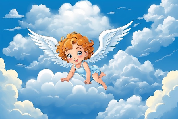 Cupid in den Wolken im Hintergrund