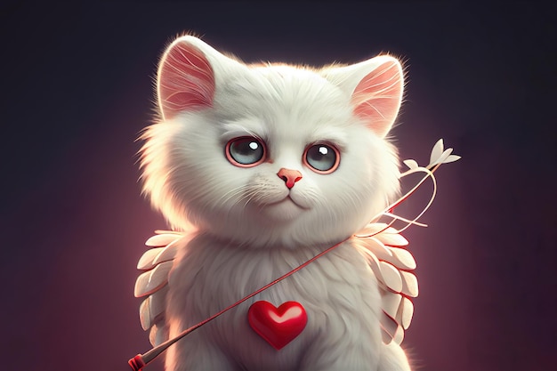 Cupido gato blanco IA generativa