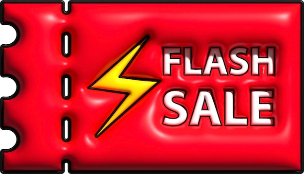 Foto cupón rojo de venta flash para descuento y oferta de promoción etiqueta icono 3d concepto de venta y venta al por menor