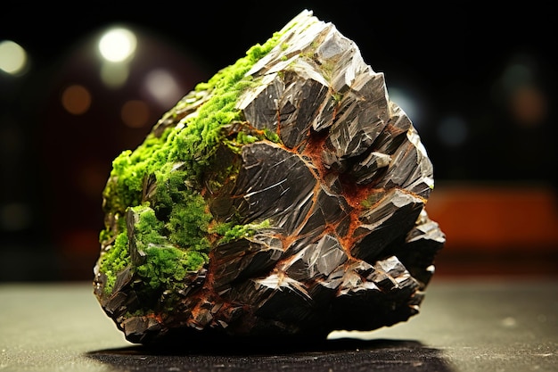 Cuprosklodowskite pedra mineral fóssil fóssil cristalino geológico fundo escuro em close-up