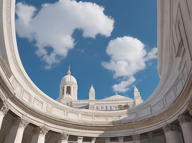 La cúpula blanca del Panteón Nacional en Lisboa con cielo azul y algunas nubes en el fondo