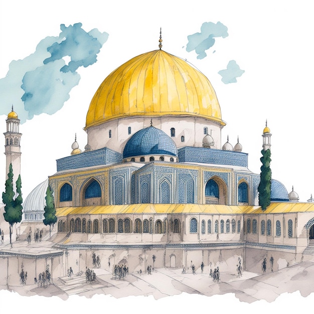 Cúpula de rocha ou qubbatus sakhra em masjid al aqsa