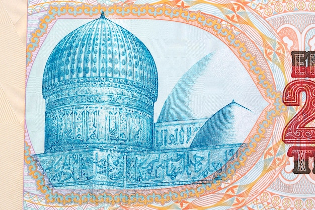 Cúpula do mausoléu de Khoja Ahmed Yasawi do dinheiro do Cazaquistão