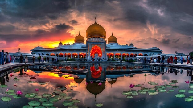 La cúpula de la mezquita de Putra en Malasia al atardecer