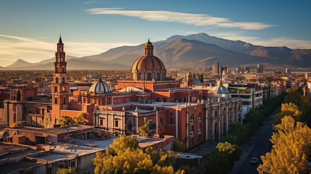 Cúpulas de la antigua basílica y paisaje urbano de la Ciudad de México