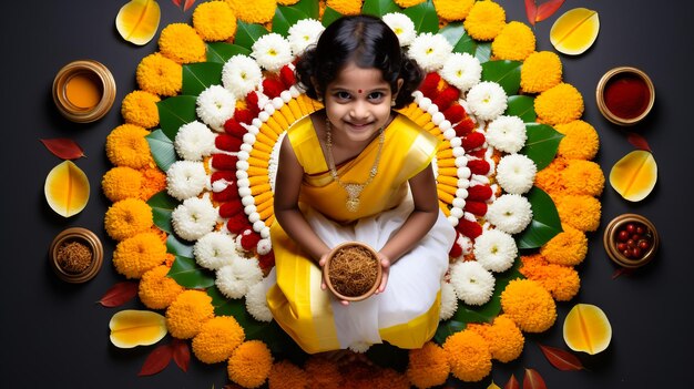 La cúrcuma Haldi tradicional se mantiene en un plato de flores para la ceremonia de matrimonio hindú Esta pasta de aceite de sándalo y cúrcuma es aplicada por todos los parientes antes de la boda para hacer que la novia o el novio