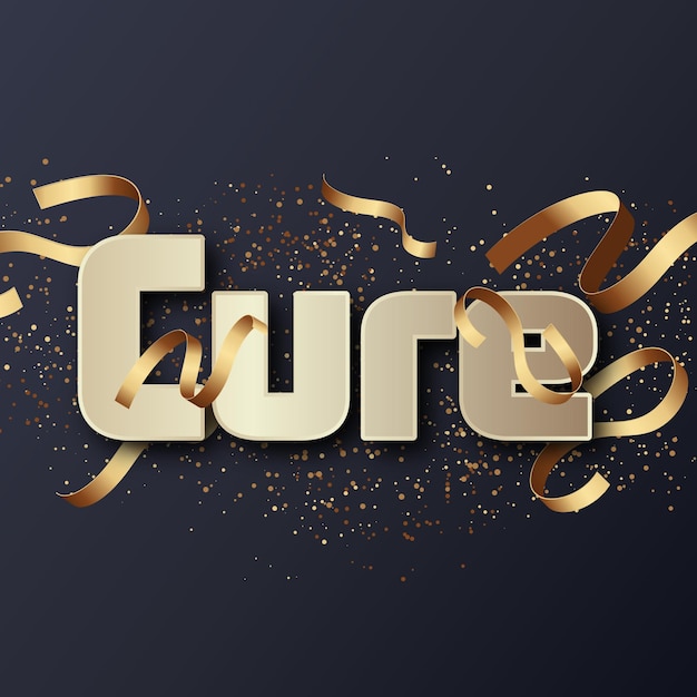 Cure Text effect Ouro JPG foto de cartão de fundo atraente