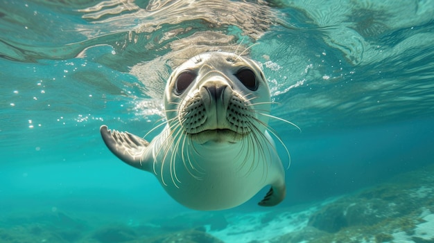 Foto la curiosa aventura submarina del cachorro de foca