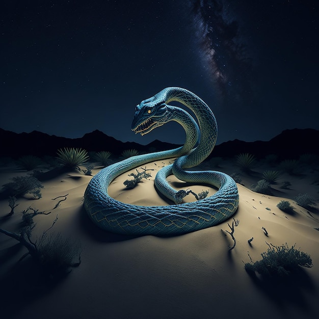 Foto curiosa ilustración en 3d con una serpiente serpenteante que se desliza con gracia