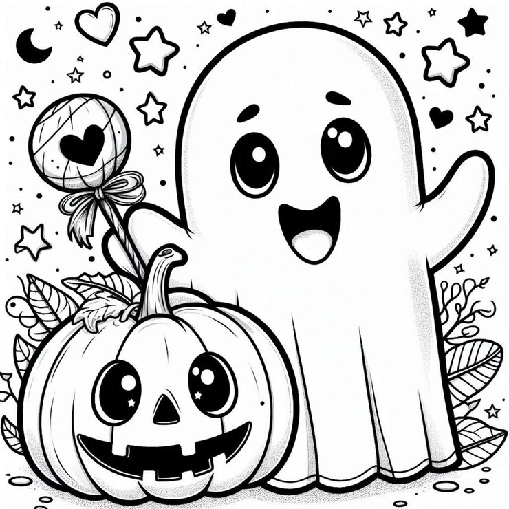 Curiosa página de colorear de halloween generada por ai
