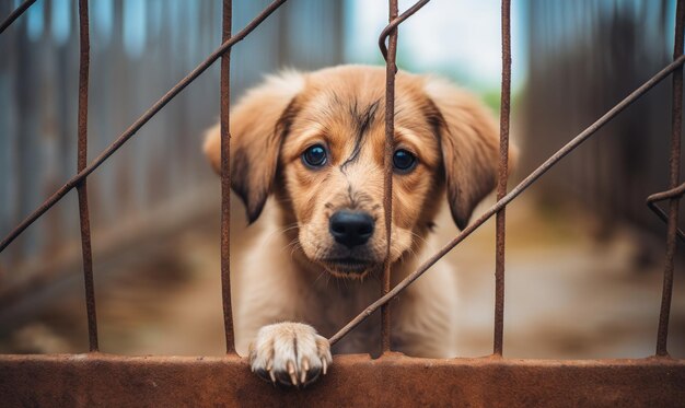 Un curioso canino espiando a través de la valla