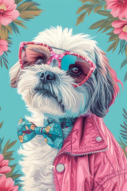 Foto curiosos retratos de animales con estilo de mascota cibernética y colores vibrantes en un impresionante arte digital