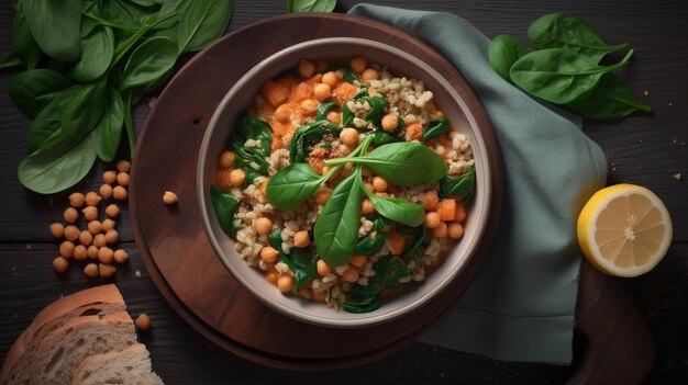 Curry de grão-de-bico com espinafre